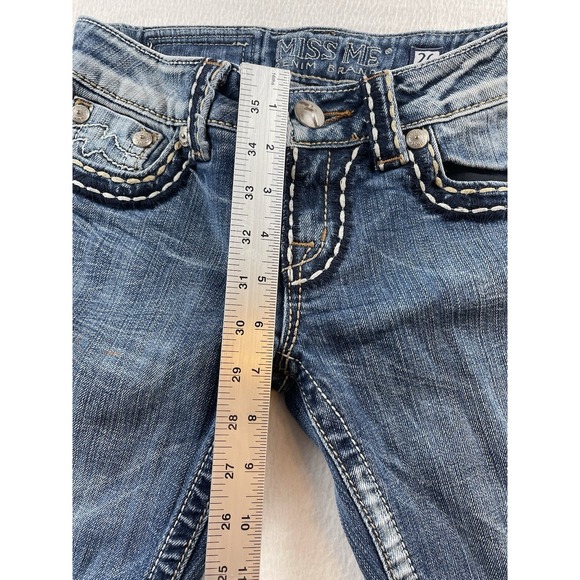 Miss Me Jeans 26 Irene Straight Low Rise Flap Pocket Blue Denim - Picture 9 of 16